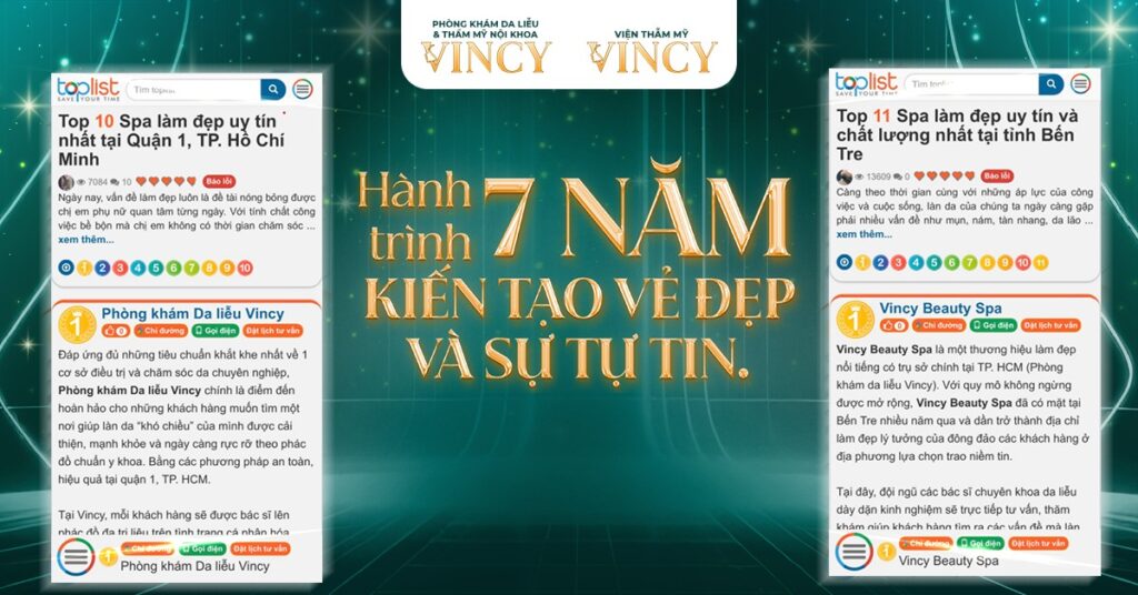 Tự hào được vinh danh trong Top 10 Spa uy tín tại Quận 1 và Top 11 Spa làm đẹp uy tín và chất lượng nhất tại Bến Tre.